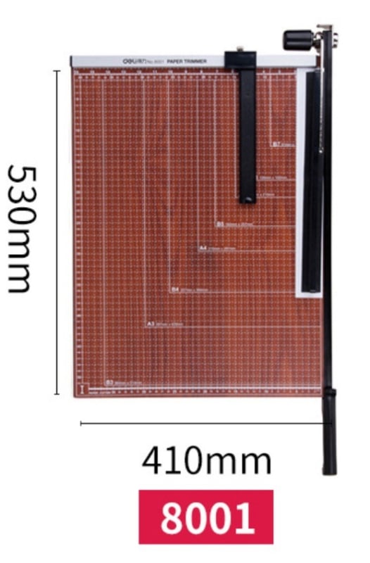 Deli ručni rezač papira s drveno-metalnom konstrukcijom, čelična oštrica, za vizitke i fotografije
