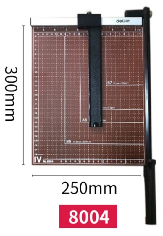 Deli ručni rezač papira s drveno-metalnom konstrukcijom, čelična oštrica, za vizitke i fotografije