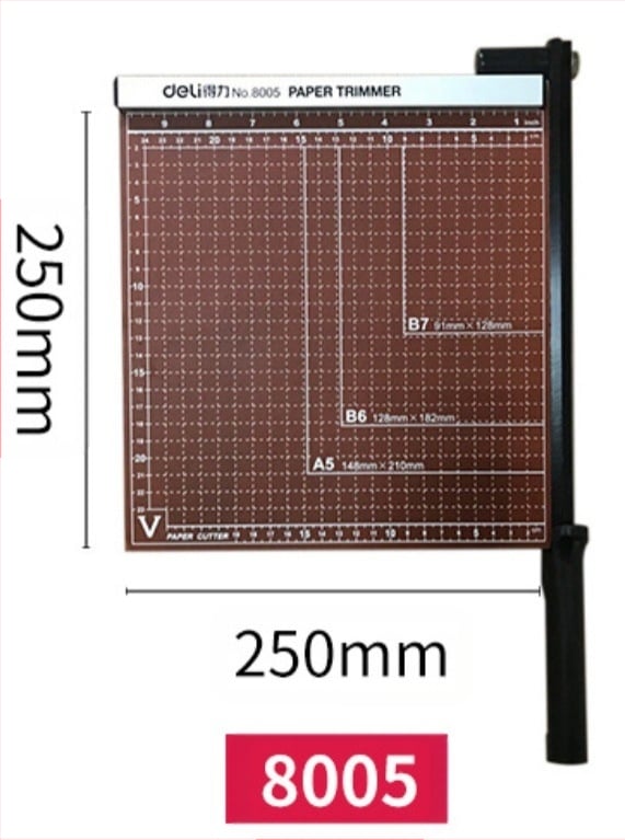 Deli ručni rezač papira s drveno-metalnom konstrukcijom, čelična oštrica, za vizitke i fotografije