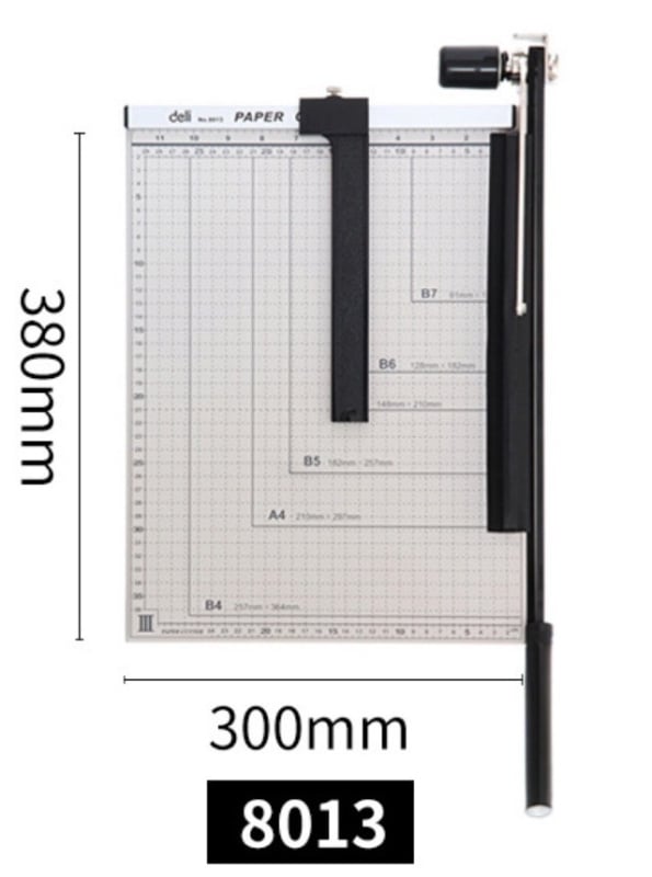 Deli ručni rezač papira s drveno-metalnom konstrukcijom, čelična oštrica, za vizitke i fotografije