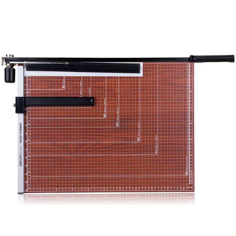 Deli ručni rezač papira s drveno-metalnom konstrukcijom, čelična oštrica, za vizitke i fotografije