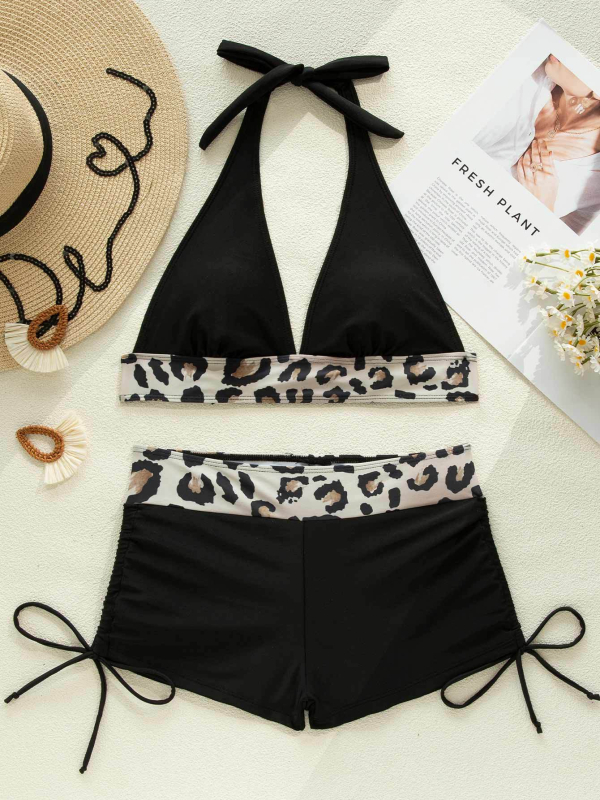 Μπικίνι με print κρανίου, χωρίς μανίκια, επένδυση στο στήθος, χωρίς ενίσχυση, 82% νάιλον