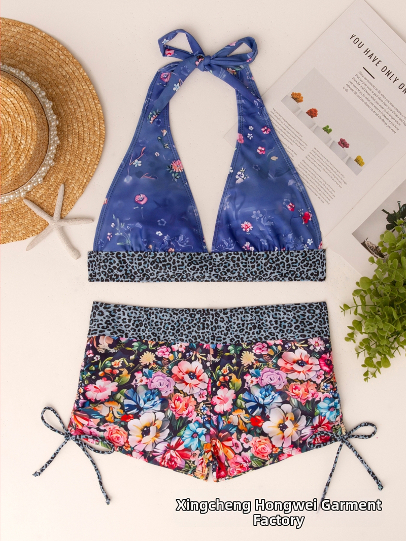 Μπικίνι με print κρανίου, χωρίς μανίκια, επένδυση στο στήθος, χωρίς ενίσχυση, 82% νάιλον