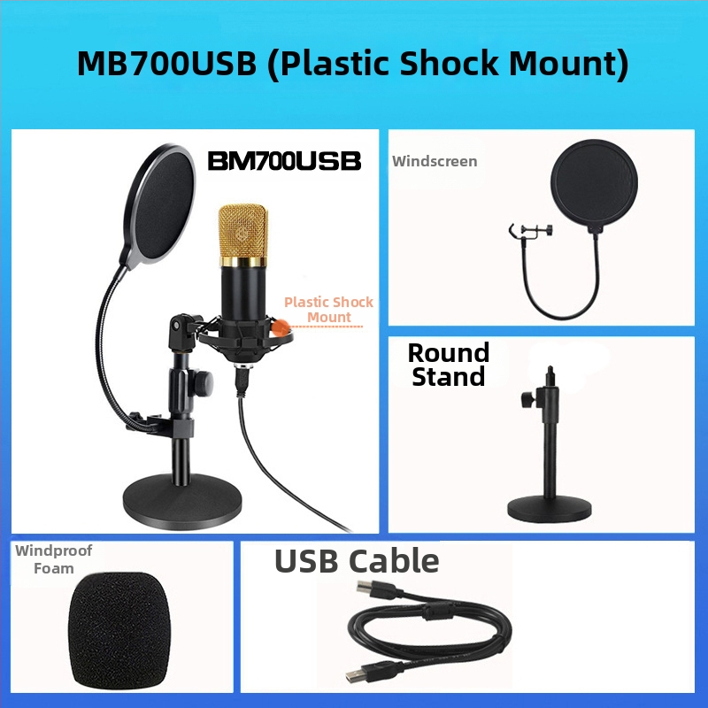 BM-800USB Μικρόφωνο USB για υπολογιστή με καρδιοειδές μοτίβο, εύρος συχνοτήτων 20Hz-20kHz, SNR ≥70dB, αλουμινένιο περίβλημα