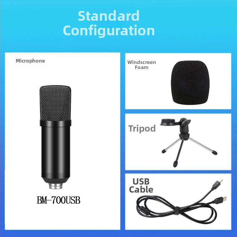 BM-800USB Μικρόφωνο USB για υπολογιστή με καρδιοειδές μοτίβο, εύρος συχνοτήτων 20Hz-20kHz, SNR ≥70dB, αλουμινένιο περίβλημα