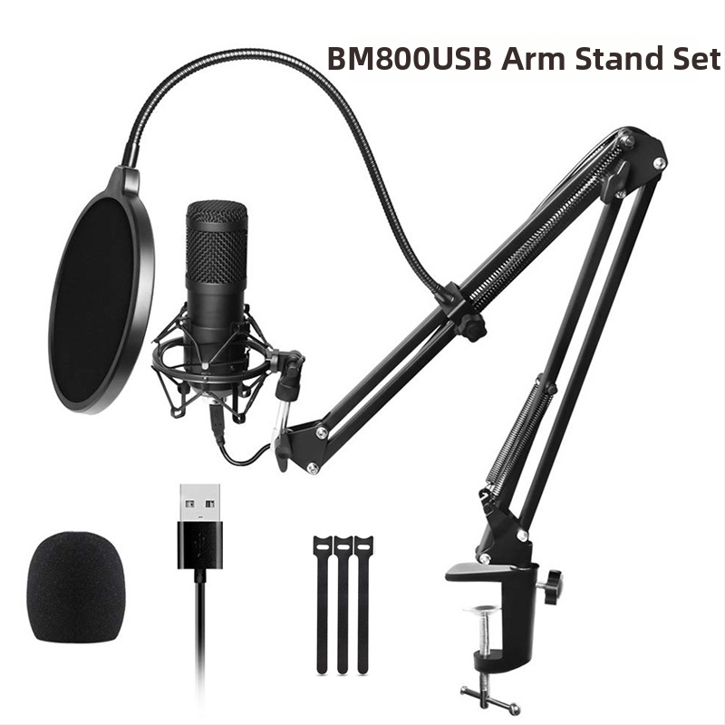 BM-800USB Μικρόφωνο USB για υπολογιστή με καρδιοειδές μοτίβο, εύρος συχνοτήτων 20Hz-20kHz, SNR ≥70dB, αλουμινένιο περίβλημα