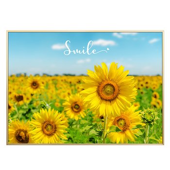 Διακοσμητική εικόνα με ηλιοτρόπια για ηλεκτρικό μετρητή — μοντέρνος μινιμαλιστικός τοίχος με μεταλλικό πλαίσιο