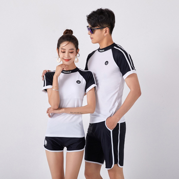 Унисекс плувен костюм в стил Korean Ins, разделен боксерски модел, за възрастни и деца, бързосъхнещ найлон със полиестерна подплата, подплънки за бюст, дълги ръкави