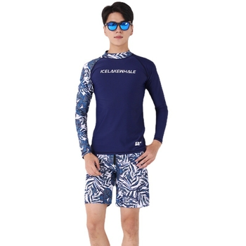 Унисекс плувен костюм в стил Korean Ins, разделен боксерски модел, за възрастни и деца, бързосъхнещ найлон със полиестерна подплата, подплънки за бюст, дълги ръкави