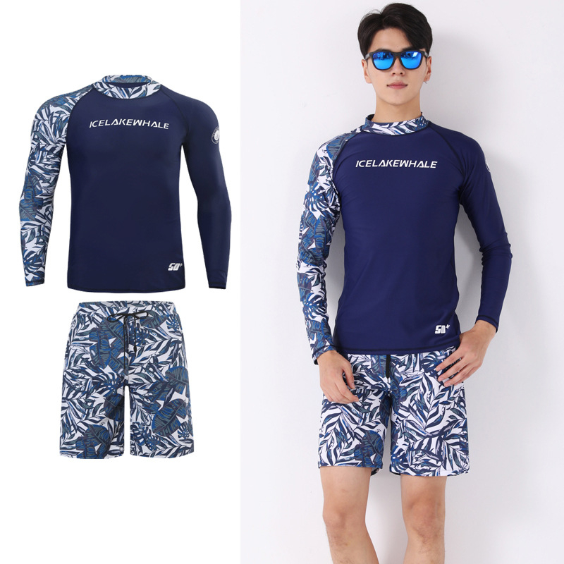 Унисекс плувен костюм в стил Korean Ins, разделен боксерски модел, за възрастни и деца, бързосъхнещ найлон със полиестерна подплата, подплънки за бюст, дълги ръкави