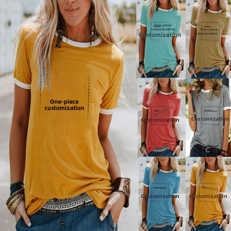 Γυναικείο T-shirt με εκτύπωση, 90–95% πολυεστέρας, κοντά μανίκια, λαιμόκοψη crewneck