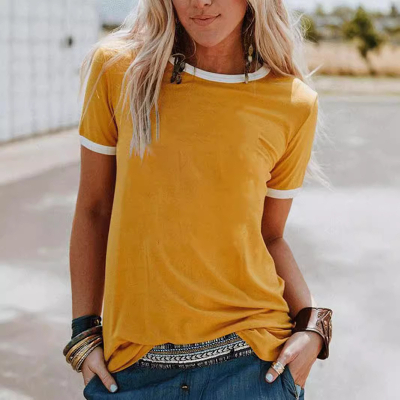 Γυναικείο T-shirt με εκτύπωση, 90–95% πολυεστέρας, κοντά μανίκια, λαιμόκοψη crewneck