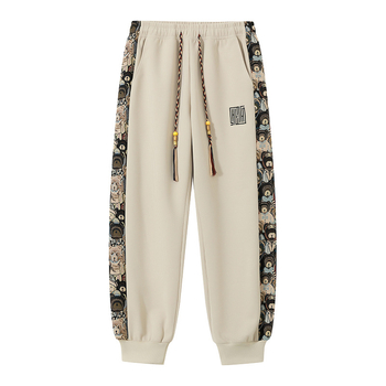 Ανδρικά παντελόνια με πάνελ, ελαστικές, φθινοπωρινό 2024, μεσαία μέση, πολυεστέρας 97%