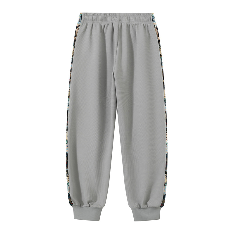 Ανδρικά παντελόνια με πάνελ, ελαστικές, φθινοπωρινό 2024, μεσαία μέση, πολυεστέρας 97%