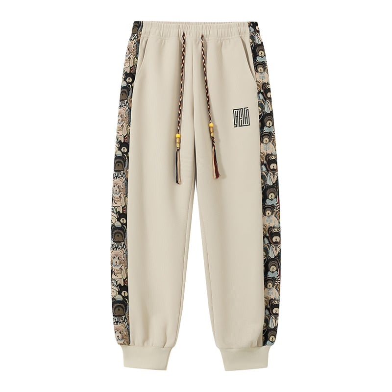 Ανδρικά παντελόνια με πάνελ, ελαστικές, φθινοπωρινό 2024, μεσαία μέση, πολυεστέρας 97%