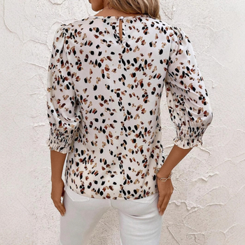 Риза с кръгла яка, принт, 3/4 ръкави (полиестер 80–90%)