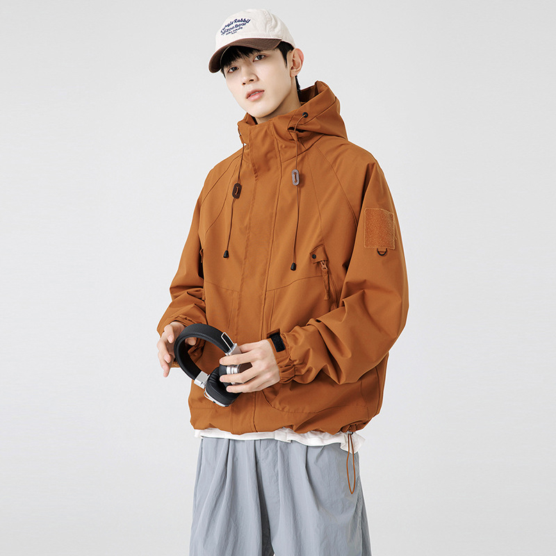 Vyrinė corduroy kapucinė striukė su triušio kailio įdėklu ir poliesterio pamušalu su užtrauktuku