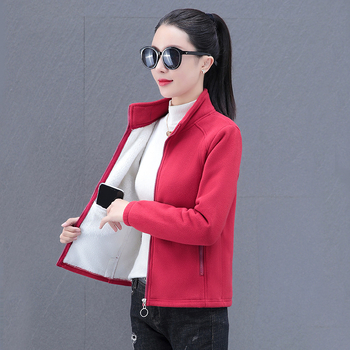 Γυναικείο μπουφάν με γιακά-στάση και επένδυση φλίς – ζεστό, casual, φερμουάρ μπροστά, εσωτερική τσέπη, πολυεστέρας, μακριά μανίκια, άνοιξη 2023