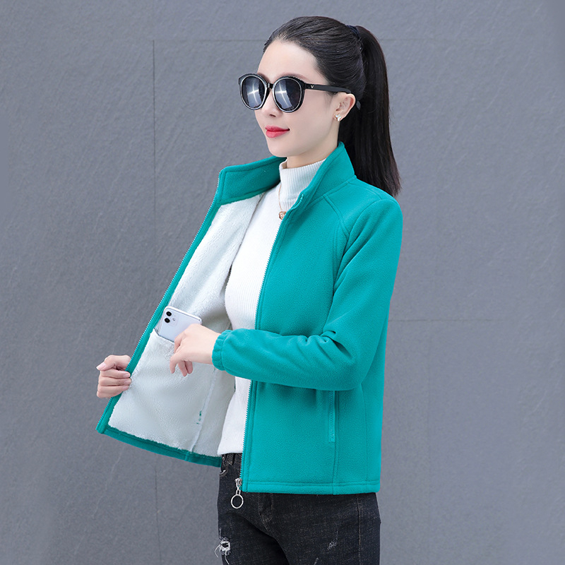 Moteriška striukė su stačiu kaklu ir fleece įdanga – šilta, kasdienis stilius, užtrauktukas priekyje, vidinė kišenė, poliesteris, ilgomis rankovėmis, 2023 pavasaris