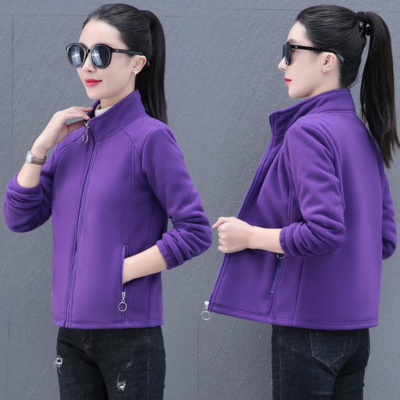 Moteriška striukė su stačiu kaklu ir fleece įdanga – šilta, kasdienis stilius, užtrauktukas priekyje, vidinė kišenė, poliesteris, ilgomis rankovėmis, 2023 pavasaris