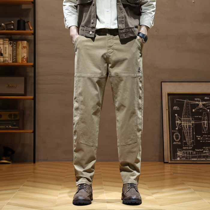 Vyrų Harlan darbo kelnės, aukštas juosmuo, tiesus kirpimas, užtrauktukas, lengvas bambuso pluošto audinys, pavasario kasdieniam dėvėjimui