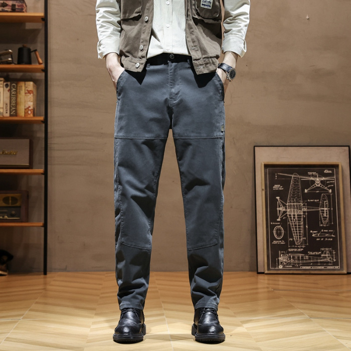 Vyrų Harlan darbo kelnės, aukštas juosmuo, tiesus kirpimas, užtrauktukas, lengvas bambuso pluošto audinys, pavasario kasdieniam dėvėjimui