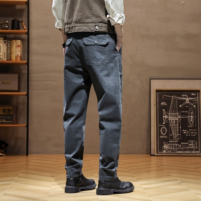 Vyrų Harlan darbo kelnės, aukštas juosmuo, tiesus kirpimas, užtrauktukas, lengvas bambuso pluošto audinys, pavasario kasdieniam dėvėjimui
