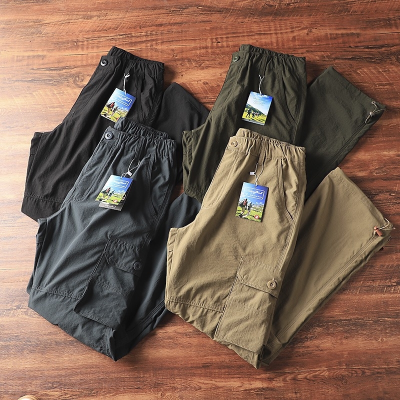 Vyrų greitai džiūstančios kelnės su nuimamomis kojomis, laisvo tiesaus kirpimo, audinys iš sintetinių pluoštų, tinkamos žygiams ir stovyklavimui