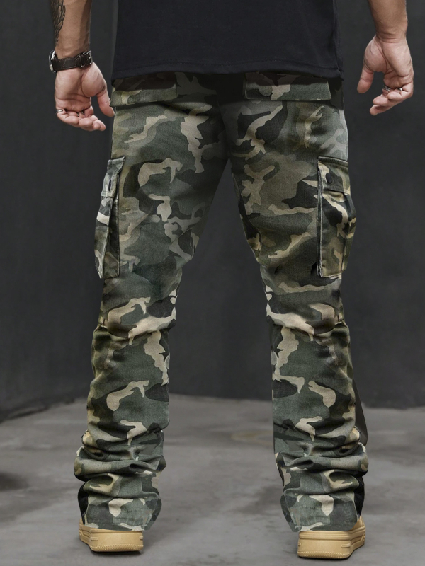 Ανδρικά παντελόνια εργασίας Slim-Fit, καμουφλαζ, με πολλές τσέπες, για όλες τις εποχές, 100% πολυεστέρας