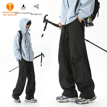 Unisex αδιάβροχα παντελόνια ορειβασίας, ίσιο κόψιμο, βελούδινη επένδυση, μεσαία μέση, μικροελαστικότητα