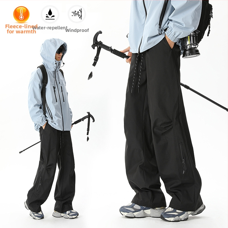 Unisex vodotesné horské nohavice, rovný strih, stredný pás, velúrová podšívka, mikroelastickosť