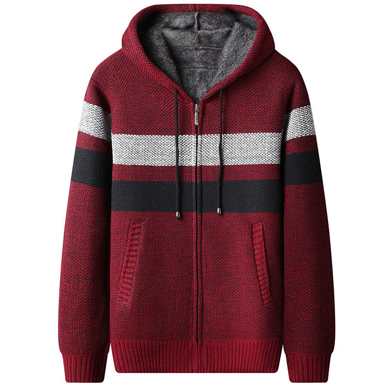 Vyrų megztinis su gobtuvu, fliso pamušalas, storas audinys, siauras kirpimas, ilgomis rankovėmis