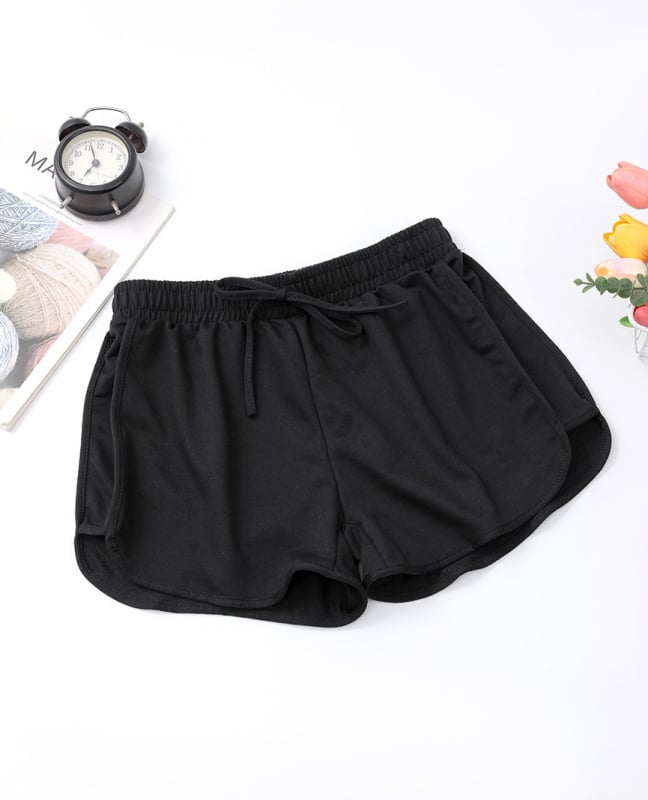 Moterų jogos šortai – Poliesteris/Spandeksas, 70–80% Poliesterio, Spandeks <30%, Ilgis: trumpi šortai, 2024 m. pavasaris, Stilius: gaivus vėjas / bazinis