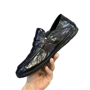 Ανδρικά δερμάτινα loafers με διαπνοή, χωρίς κορδόνια — casual παπούτσια οδήγησης, καουτσούκ σόλα, λατέξ πάτος, βυλκανισμένη κατασκευή