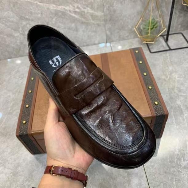 Vyriniai odiniai kvėpuojantys slip-on loafers – kasdieniniai bateliai vairavimui, gumos padas, latekso įdėklas, vulkanizuota konstrukcija