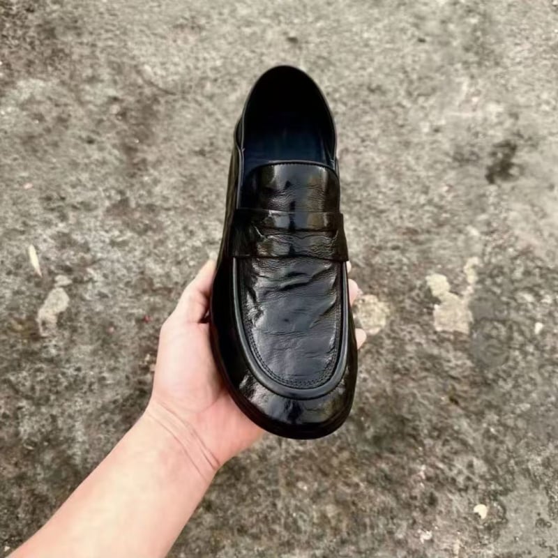 Vyriniai odiniai kvėpuojantys slip-on loafers – kasdieniniai bateliai vairavimui, gumos padas, latekso įdėklas, vulkanizuota konstrukcija