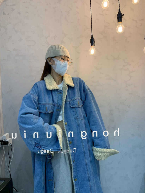 Demininis palto su medvilnės užpildais, ilgis, laisvas kirpimas, apykaklė