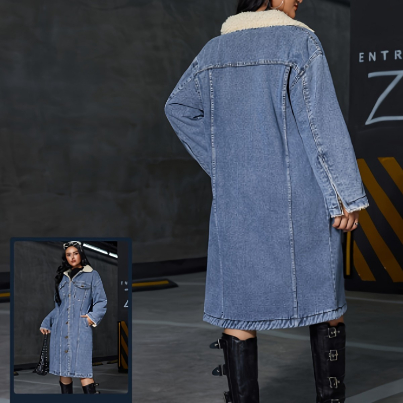 Demininis palto su medvilnės užpildais, ilgis, laisvas kirpimas, apykaklė