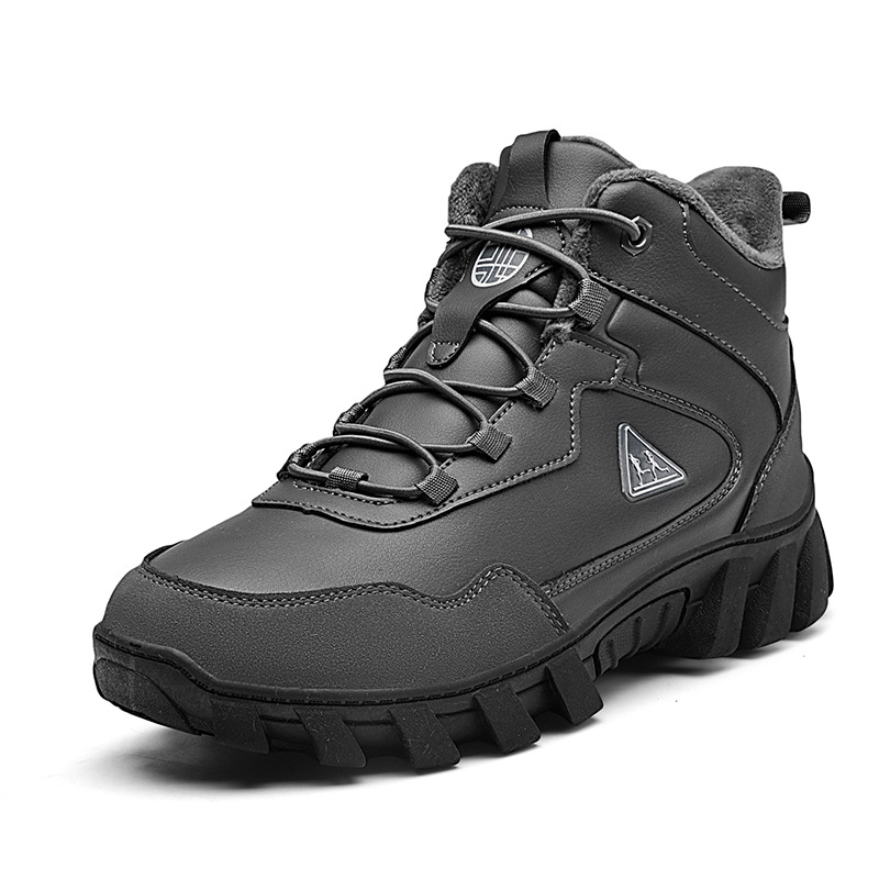 Ανδρικά ψηλά μποτάκια χιονιού με επένδυση φλίς, σόλα καουτσούκ, κορδόνια στο μπροστινό μέρος