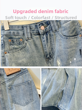 Денимова пола А‑линия със средна дължина за жени, лято 2025, без разтягане