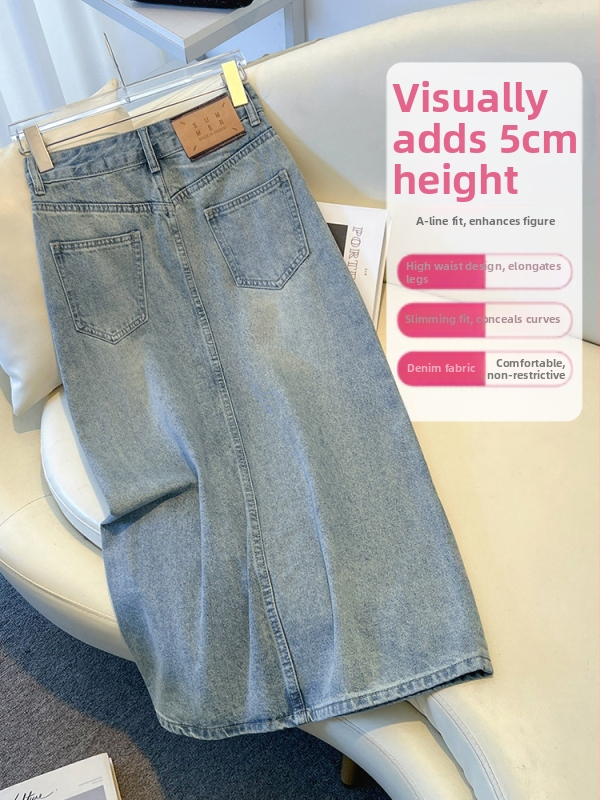 Dámska rifľová sukňa A‑line, strednej dĺžky, leto 2025, bez elastánu