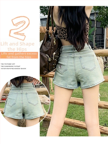 Τζιν φούστα με ψηλή μέση, εφαρμογή που σμιλεύει, κοντή γραμμή, ανάμειξη βαμβακερού-ελαστάνης, καλοκαίρι 2024