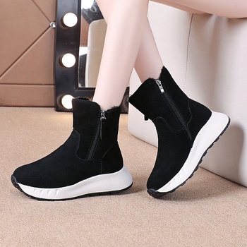 Sieviešu sniega zābaki - augsts augšējais, nubukā āda, gumijas zole, mākslīgā kažokāde iekšējā odere, rāvējslēdzējs (augsts augšējais • nubukā āda • gumijas zole • mākslīgā kažokāde • rāvējslēdzējs)