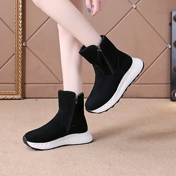 Sieviešu sniega zābaki - augsts augšējais, nubukā āda, gumijas zole, mākslīgā kažokāde iekšējā odere, rāvējslēdzējs (augsts augšējais • nubukā āda • gumijas zole • mākslīgā kažokāde • rāvējslēdzējs)