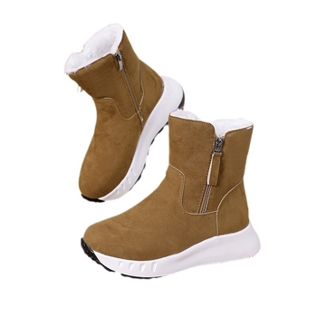 Sieviešu sniega zābaki - augsts augšējais, nubukā āda, gumijas zole, mākslīgā kažokāde iekšējā odere, rāvējslēdzējs (augsts augšējais • nubukā āda • gumijas zole • mākslīgā kažokāde • rāvējslēdzējs)