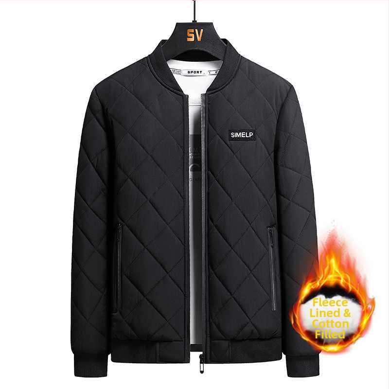 Vyrinė striukė su stovimu apykakle, siauras kirpimas, fleece pamušalas, žiemai, vieno mygtuko užsegimas