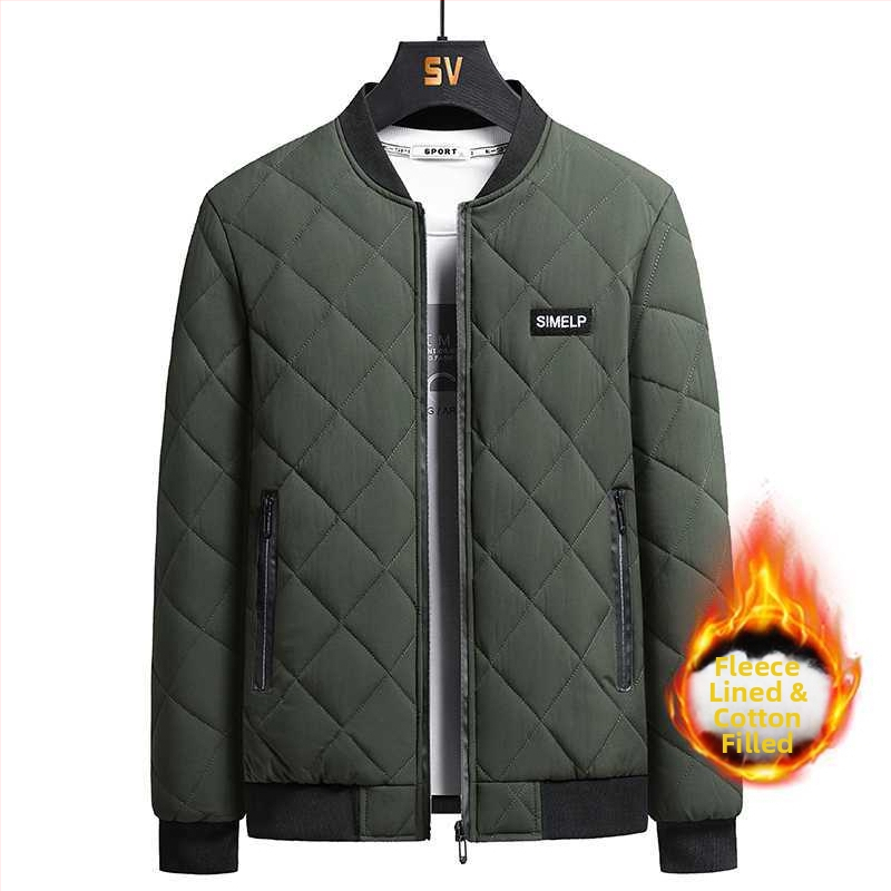 Vyrinė striukė su stovimu apykakle, siauras kirpimas, fleece pamušalas, žiemai, vieno mygtuko užsegimas