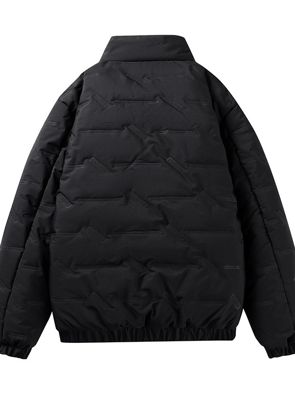 Ανδρικό βαμβακερό παλτό με επένδυση φλίς, στάσιμος γιακάς, φερμουάρ μπροστά, χαλαρή γραμμή, παχύτερο για τον χειμώνα