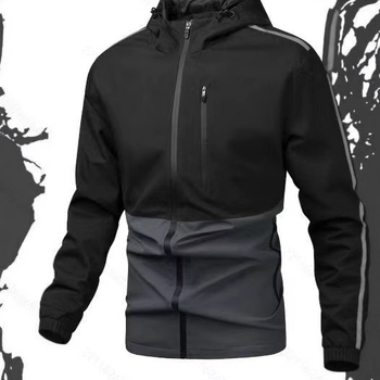 Vyriska pavasario vėjo atspari striukė su gobtuvu - laisvas kirpimas, užtrauktukas, lengvas poliesteris