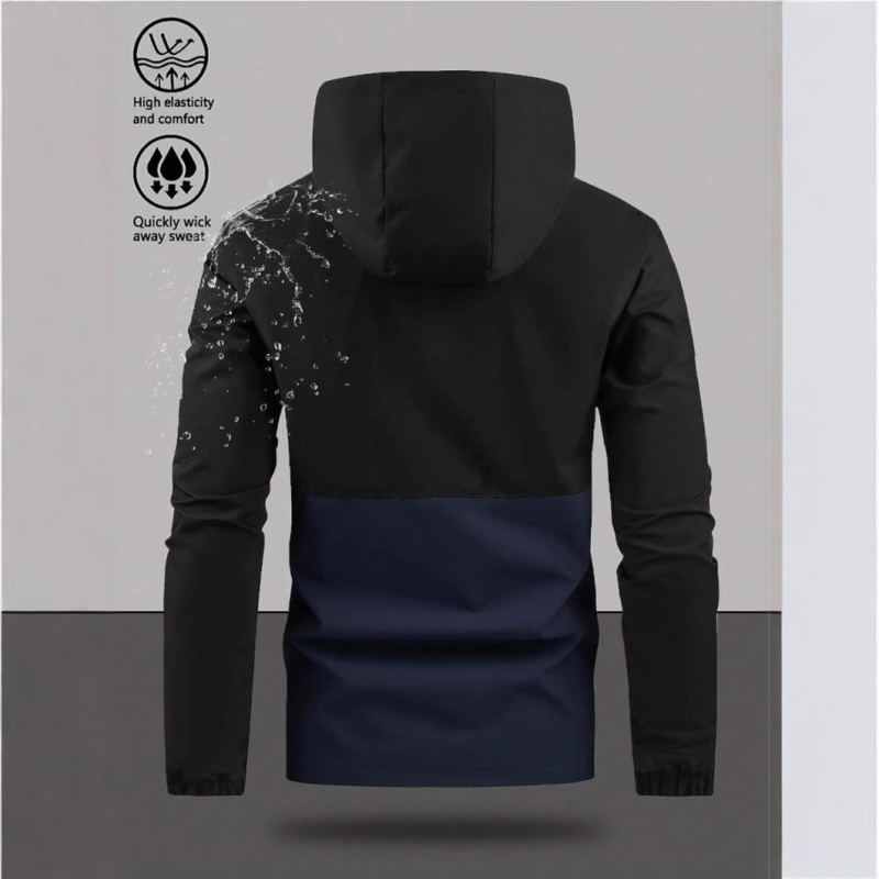 Vyriska pavasario vėjo atspari striukė su gobtuvu - laisvas kirpimas, užtrauktukas, lengvas poliesteris